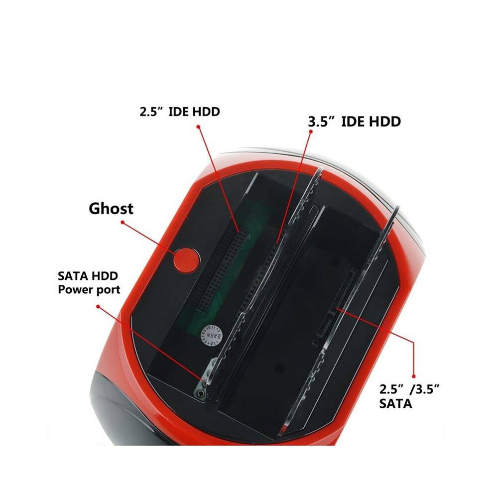 USB 2.0 to IDE Hard Disk Docking Station Dual Bay 2.5 3.5 Inch HDD OTB Clone ESATA External HDD Dock EU PLUG