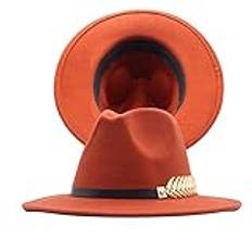 Stenar hatt spänne ullhatt Panama klassisk dam hatt bälte diskett Fedora breda kepsar herr bomull baseballkeps, Orange, one size