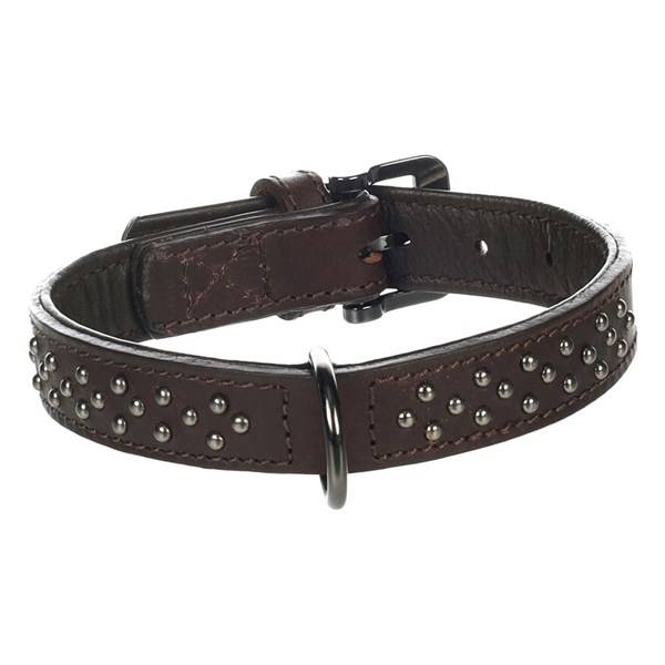 Halsband L 41-50cm 35mm Denver läder/nitar brun