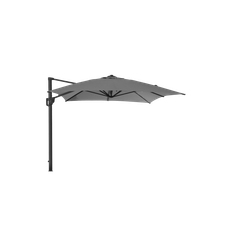 Hyde luxe parasoll, 3x4 m - Aluminium w/Dusty white fabric and wood look parasol pole / Grey, concrete