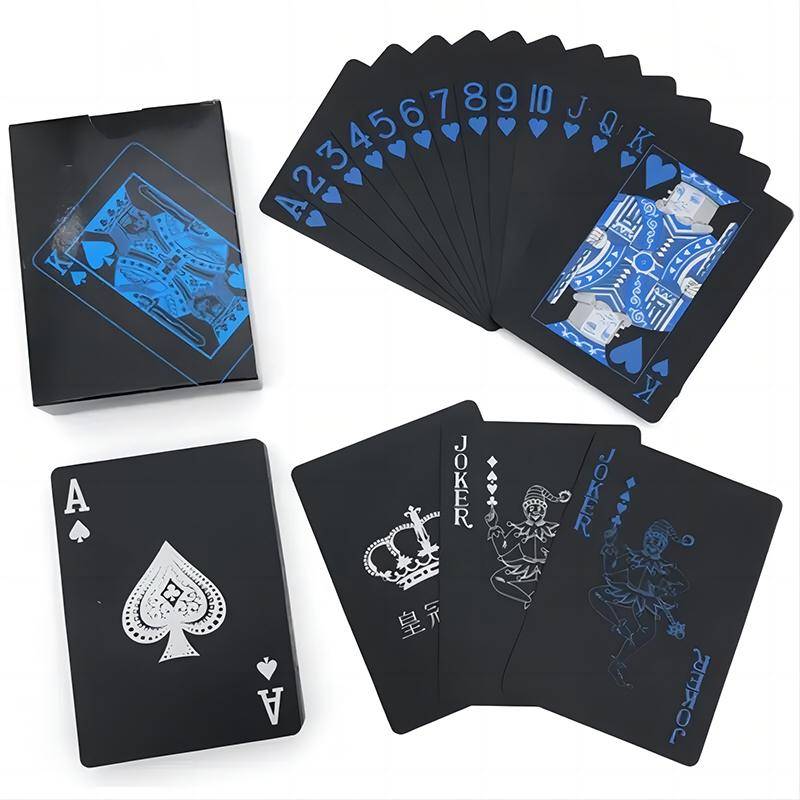 Svart guld spelkort pokerspeldäck Blå silver poker kostym Plast Magic Vattentät kortlek Magic Water Gift Collection