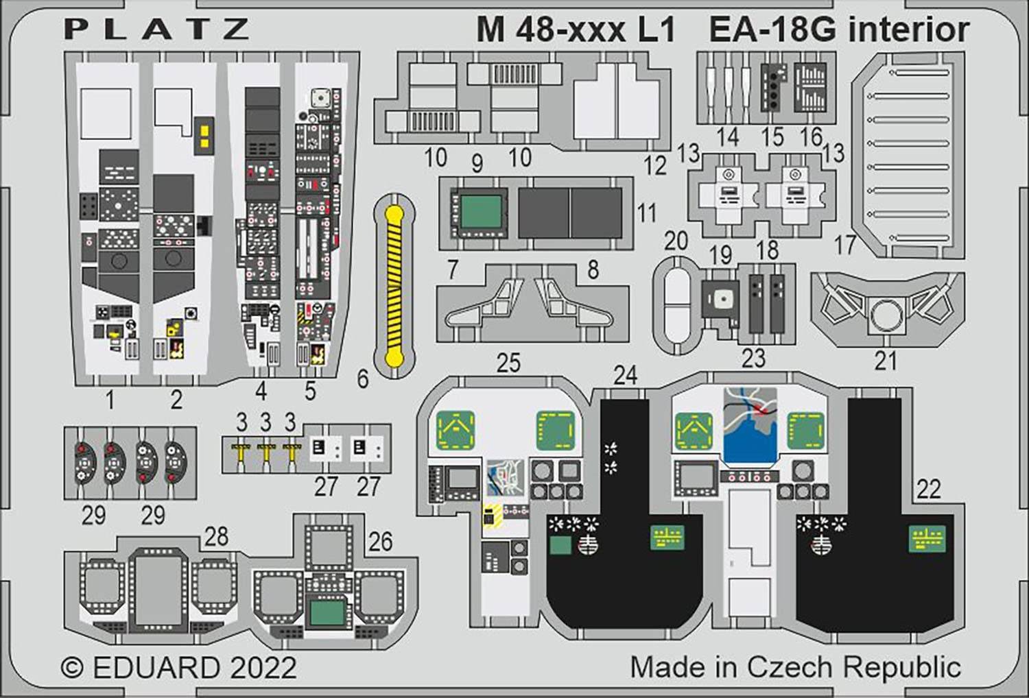 PLATZ Growler Etching Parts Cockpit Plastic Model Parts 1/48 EA-18G M48-12