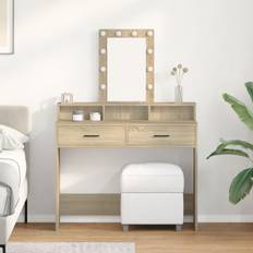 Smykkebord med led-lys sonoma eg 100x41x140 cm