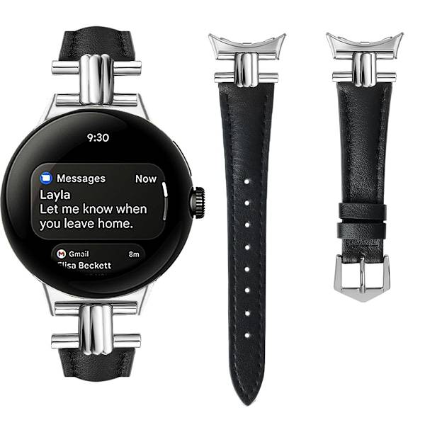 Armband i äkta Läder för Google Pixel Watch 3 Black 41 mm