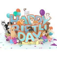 MOKIO® Pop-Up Karte – Happy Birthday Hunde – 3D Grußkarte mit Hundemotiv zum Geburtstag, Geburtstagskarte mit Hunden