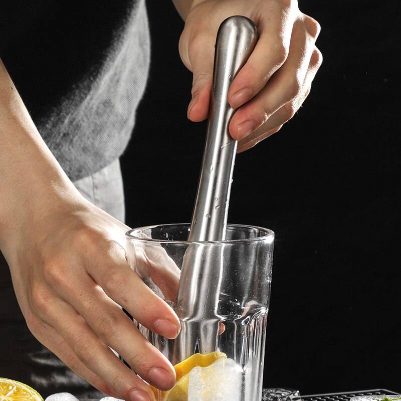 Helt stål i rostfritt stål pund popsicle bartender press juice cocktail bankad kross pinne is hammare citron mynta blad hammare - 3