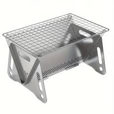 TEMU Portable Stainless Steel Folding Wood Stove – Lightweight Bbq & Heating Stove For , Camping, And Picnics, Camping Stove