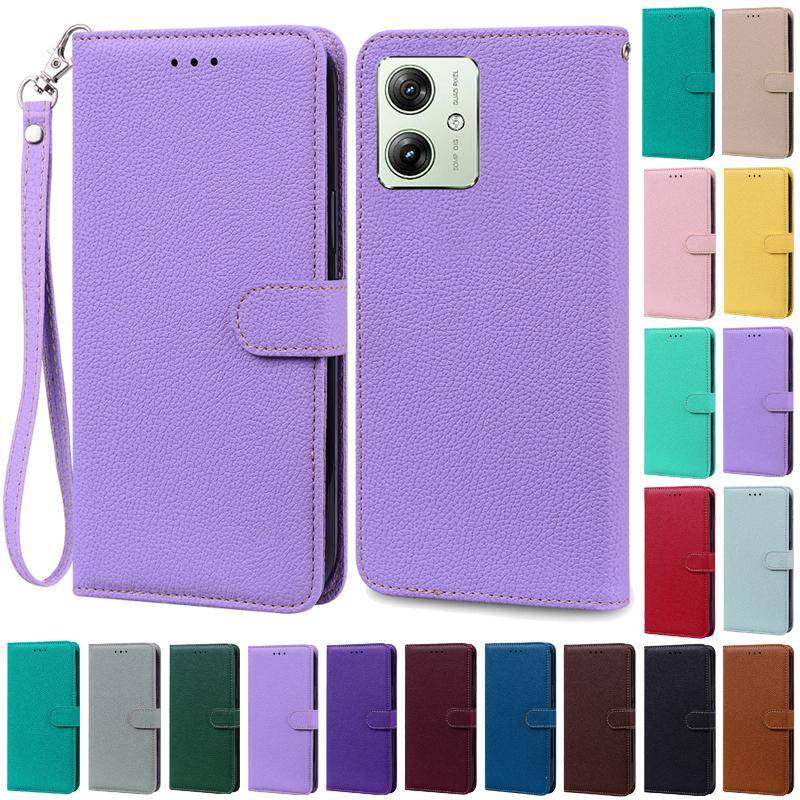 För Moto G54 5G Fodral Silikon MotoG54 XT-2343-1 Läder Flip Plånboksfodral För Motorola Moto G54 Telefonskal Skydd Coque Fundas marinblå färg