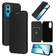 Smartphone Flip Fodral Compatible with OnePlus Nord CE4 Lite 5G/k12x 5G Case, Slim Carbon Fiber Textures+ PC Hybrid Case Full Protection Shockproof Flip Case Cover Compatible with OnePlus Nord CE4 Lit