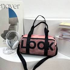 Nylon Letter Decorated Fitness Bag, Yoga Bag, Short-Distance Travel Bag, Basketball Training Bag For Men And Women Back To School For Travel Gym Bag F - Pink