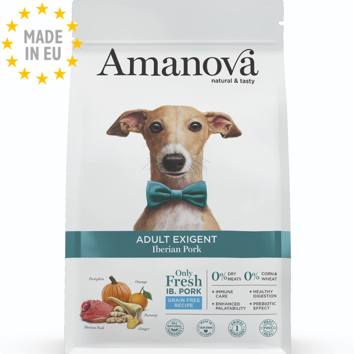 Amanova Velsmagende Pork Exigent - Kornfrit voksen hundefoder, EU