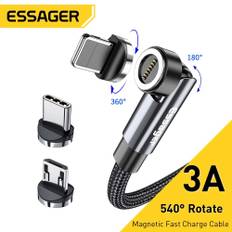 Essager Rotate Magnetic Kabel 360 graders USB Typ C Laddningskabel 3A Snabbladdning Magnet Laddare 540 Rotera Micro Magnetic Kabel