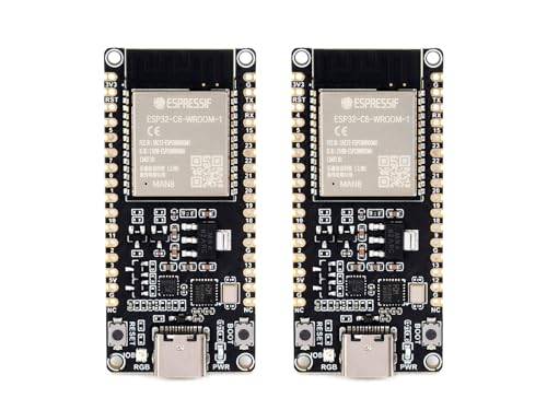 Waveshare ESP32-C6 Microcontroller(2PCS), WiFi 6 Development Board, 160MHz Single-Core Processor, ESP32-C6-WROOM-1-N8 Module, Supports USB and UART Development