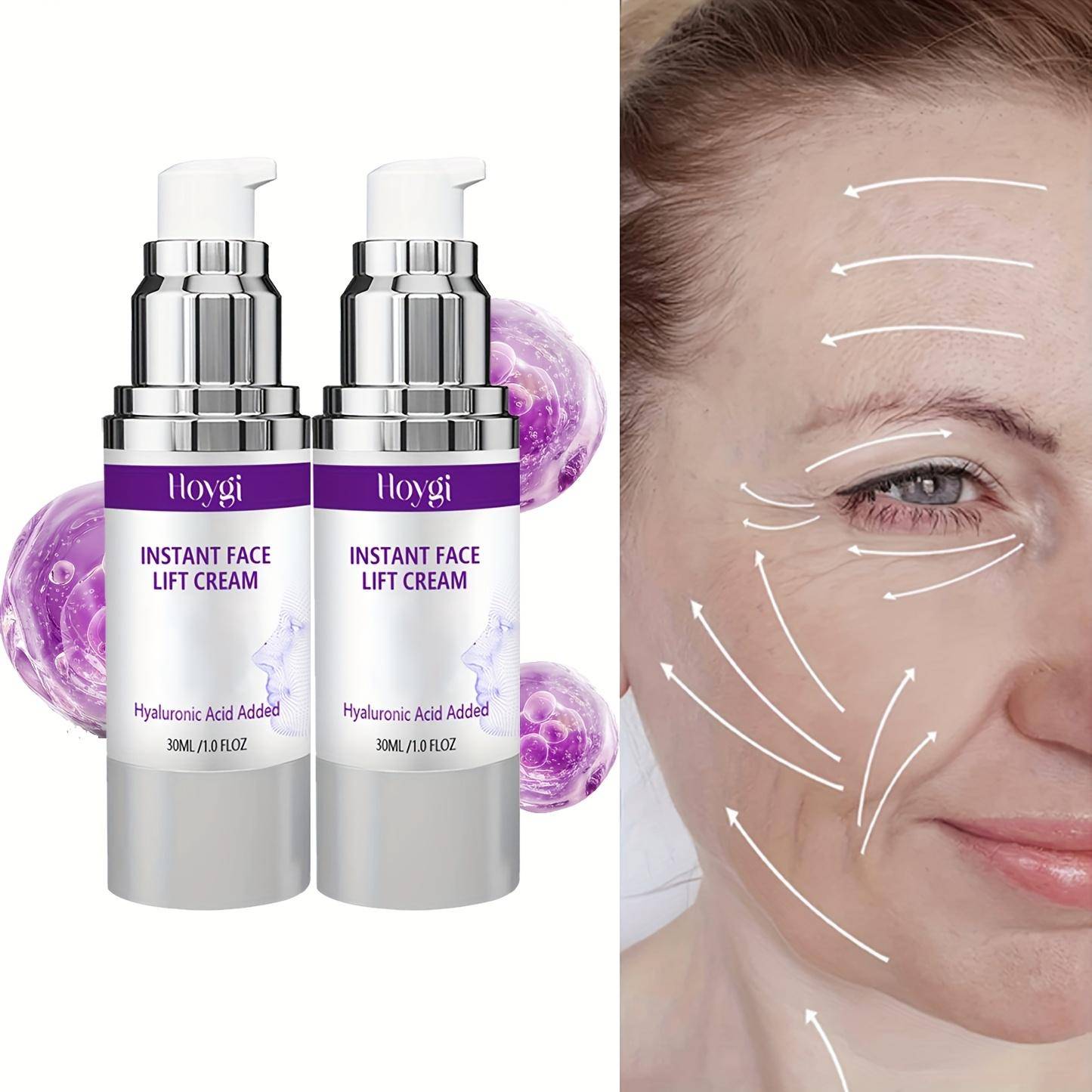 Omedelbar Ansiktslyft & Uppstramande Kräm, Lyfter & Stramar Upp Ljusbeige med Retinol, Kollagen & Hyaluronsyra, Återfuktar, Hydrerar & Fyller Ut Uppst