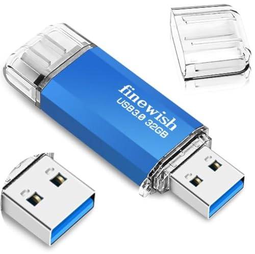 USB C-sticka 32 GB minne 40 MB/s dubbel enhet typ C USB 3.0 flashdrive-minne minne minne kompatibelt med Android-telefon, MacBook/Pro/Air och mer (blå)