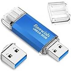USB C-sticka 32 GB minne 40 MB/s dubbel enhet typ C USB 3.0 flashdrive-minne minne minne kompatibelt med Android-telefon, MacBook/Pro/Air och mer (blå)