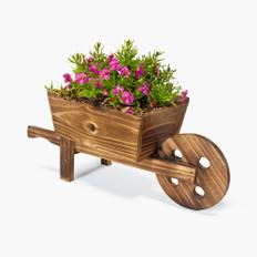 TEMU 1pc, Flower Pot Wooden Cart Flower Pot Wheelbarrow Planter Planter Outdoor Garden Plant Planter Wheelbarrow Decoration Succulent Flower Pot