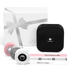Phomemo Q31 Bluetooth Etikettiergerät, Geschenkset Q31 Etikettendrucker für Ihre Familie und Freunde, Beschriftungsgerät Selbstklebend für Heim & Büro-mit 3 Etikettenrollen (Schwarz)