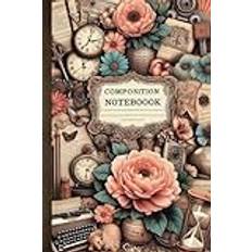 Notebook: Retro-vintage style decorated with flowers, an hourglass and a typewriter. It feels unique and fascinating.: Retro-vintage style notebook ... Gives a special and charming feeling..