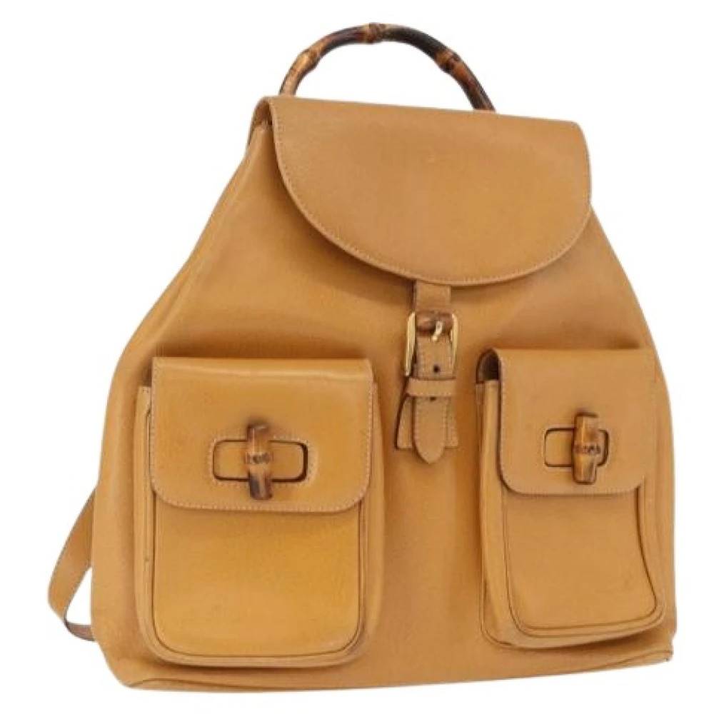 Gucci Vintage Pre-owned Leather Backpack - Vintage - Dame - Brun - ONE SIZE - Uld