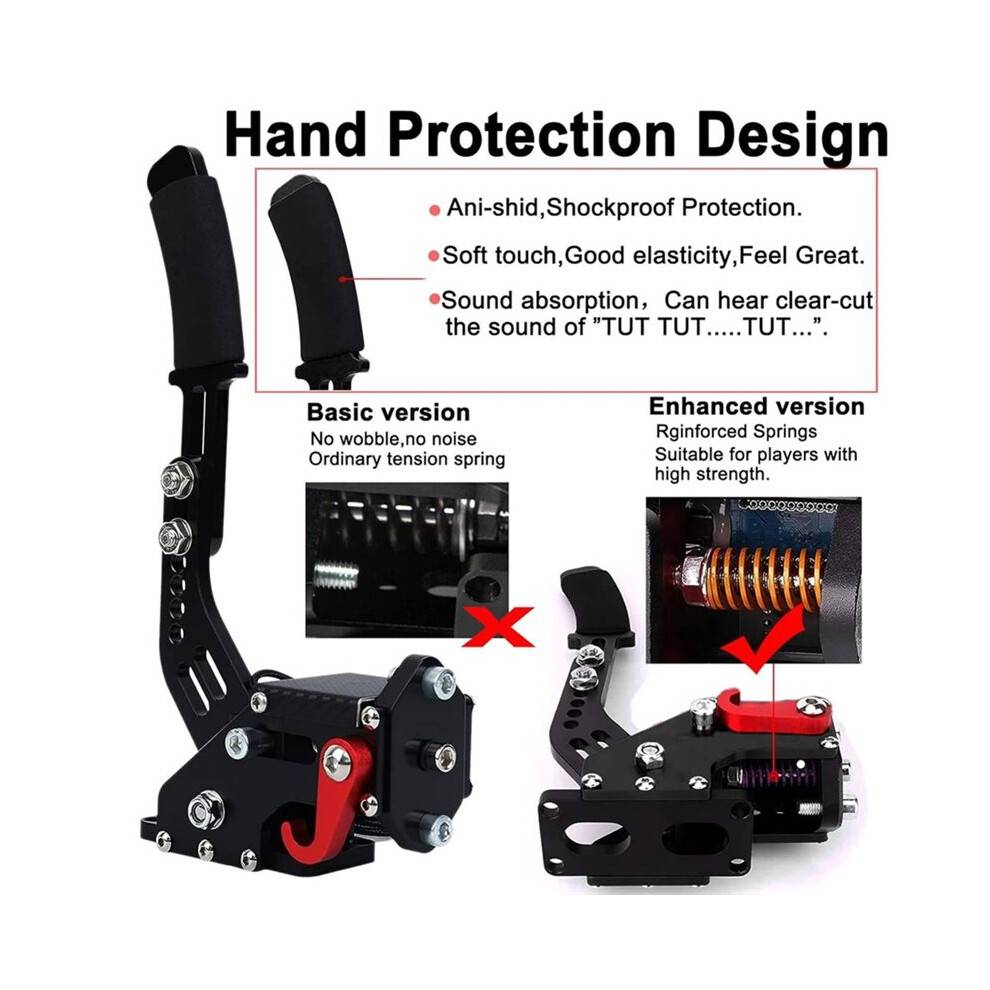 2-in-1 USB Handbrake for G29 PS4/PS5/PC Steering Wheel Racing Games Hand Brake System with Clamp Black
