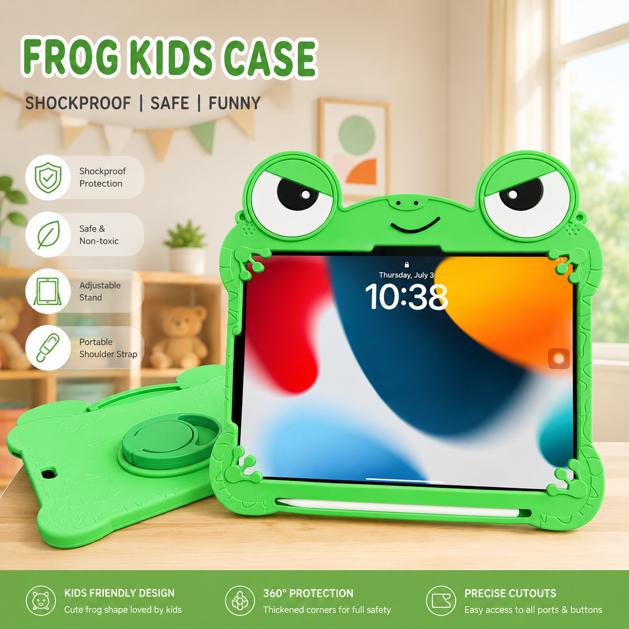 Cute 3D Cartoon Frog Bracket Soft Silicone Cover For Samsung Galaxy Tab A9 Plus A11 Plus 11 Inth Tablet Case