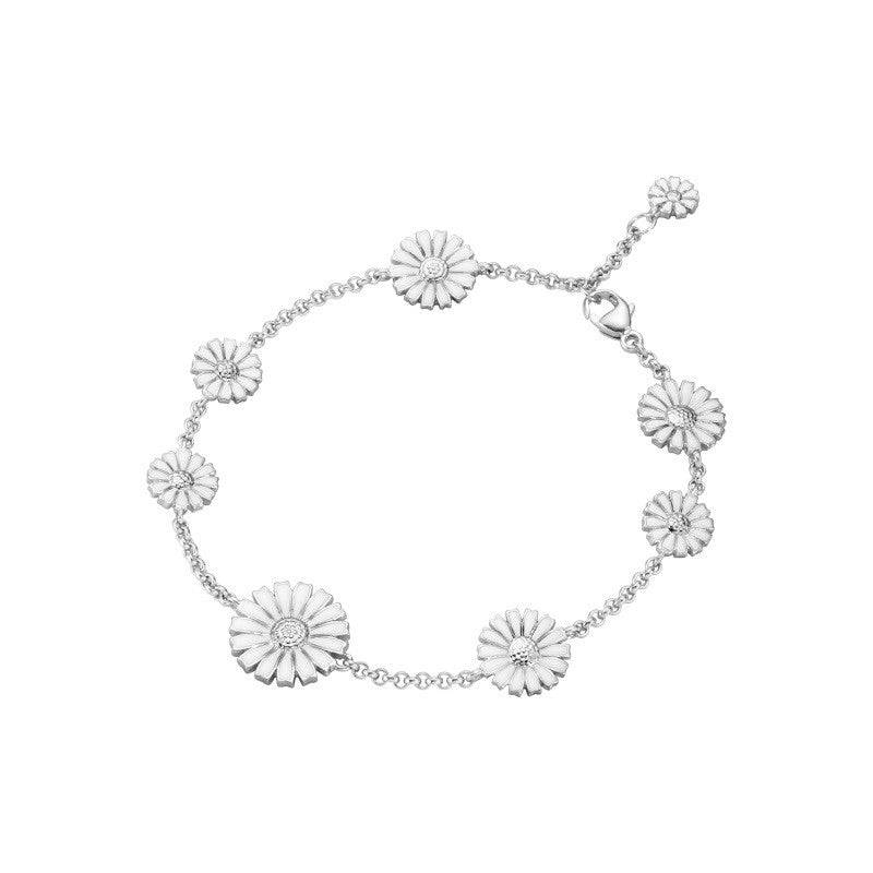 Daisy Armbånd 2024 sølv hvid emalje 18,5 cm..
