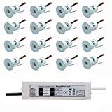 Mini LED Downlight 12V 1W takspotlight med 30W transformator, flerfärgad 15mm infälld dimbar spotlight, 16pack BDSHL (Färg : Neutral white 4000K, Size : 120 degrees)