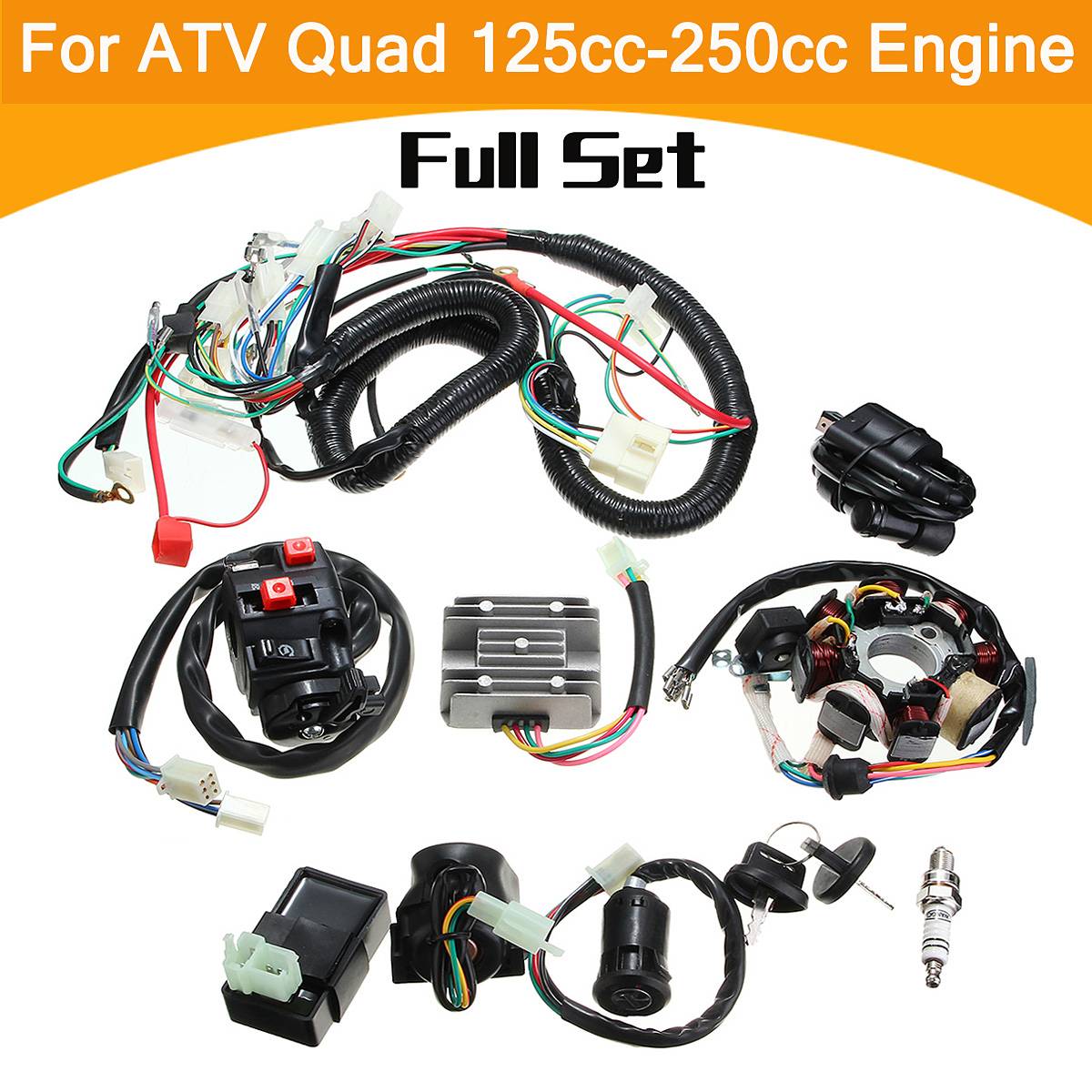 CDI Ignition Wire Harness Assembly For 125cc 150cc 200cc 250cc Dirt Bike ATV Quad Electric Starter Plug Control Switch Universal