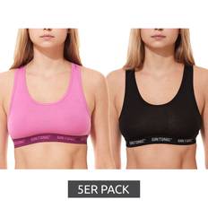 5er Pack GIN TONIC Damen Sport-BH mit Ringerrücken Bustier 212061938 Pink oder Schwarz