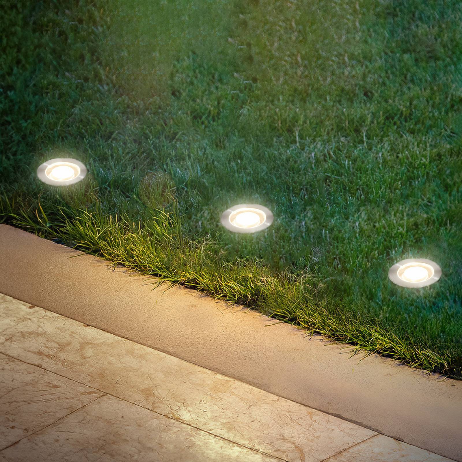 Briloner LED-inbyggnadsspot 3913032 IP67 12V 3x-förlängning 3cm stål, Aluminium / grå / zink, Rostfritt stål, Modern, LED-markspotlight
