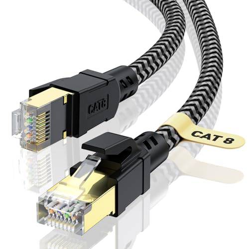 CABNEER Cat 8 Ethernet Kabel 8M, 40Gbps Netzwerkkabel 2000MHz Patchkabel