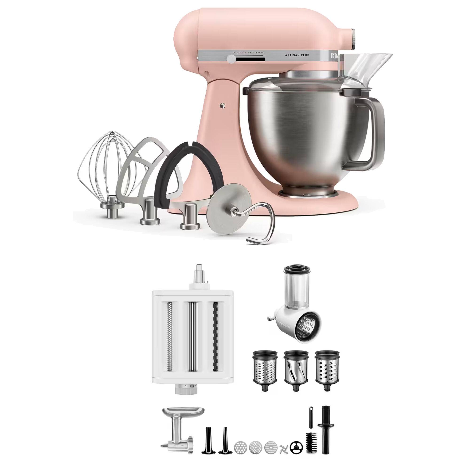 Kitchenaid Artisan Plus köksmaskin med tillbehörspaket 4,7 liter, feather pink - Feather pink