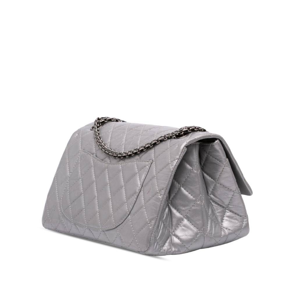 Chanel Vintage Chanel Flap Bag Stl. - Chanel Vintage Från Magasin - Silver (L 17cm x W 28cm x D 16cm)