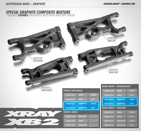 XRAY XR-323113-H Susp. Arm Rear Lower Right - Hard