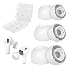 6 Paar Ersatz-Ohrstöpsel kompatibel mit Airpods Pro/Airpods Pro 2 Kopfhörer Aufsätze Silikontips mit Loch zur Geräuschreduzierung und tragbarem Aufbewahrungsetui S/M/L Weiß