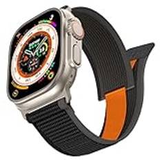 Trail Loop-rem kompatibel med Apple Watch Strap 49 mm 45 mm 44 mm 42 mm Nylon Sport justerbara remmar för iwatch Ultra 2 Series Se 9 8 7 6 5 4 2 3 1 män kvinnor, Svart/grå, modernt