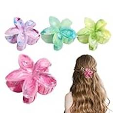 Wpsagek Flower Clip, Flower Clips för hår - 4ST Strong Hold Nonslip Stora blomformade hårklämmor,Stora klipp, hårtillbehör, hårfångare för tunt tjockt lockigt hår