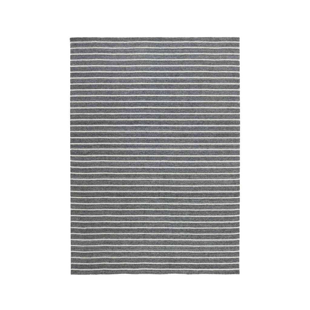 Rezas Nouveau Stripes Gulvtæppe 170 x 240, Dark Grey White.