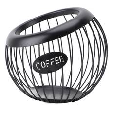 Coffee Pod Storage Basket Black with Letters Large Capacity Iron Rust Proof Stylish Modern Beveled