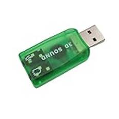 iFutniew Externt ljudkort externt mini ljudkort USB till 3,5 mm stereoljudadapter för Win 7 8 Android-högtalare laptop headset grönt