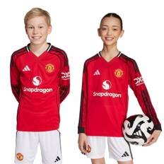 adidas Manchester United 25/26 Hjemmebanetrøje Langærmet 140 - T-shirts Polyester hos Magasin