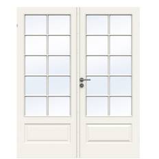 Dobbeltdør fra Swedoor, Fransk dør, Clever-line, Style SP10, Klart glas, Hvid 125 X 204