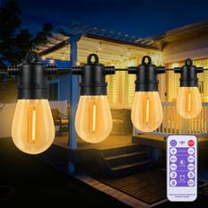 Neoglint 15M/49FT S14 String Lights 15 Hanging Sockets 16 E26 1W LED Bulbs 2700K Warm Light with US Plug vit/svart