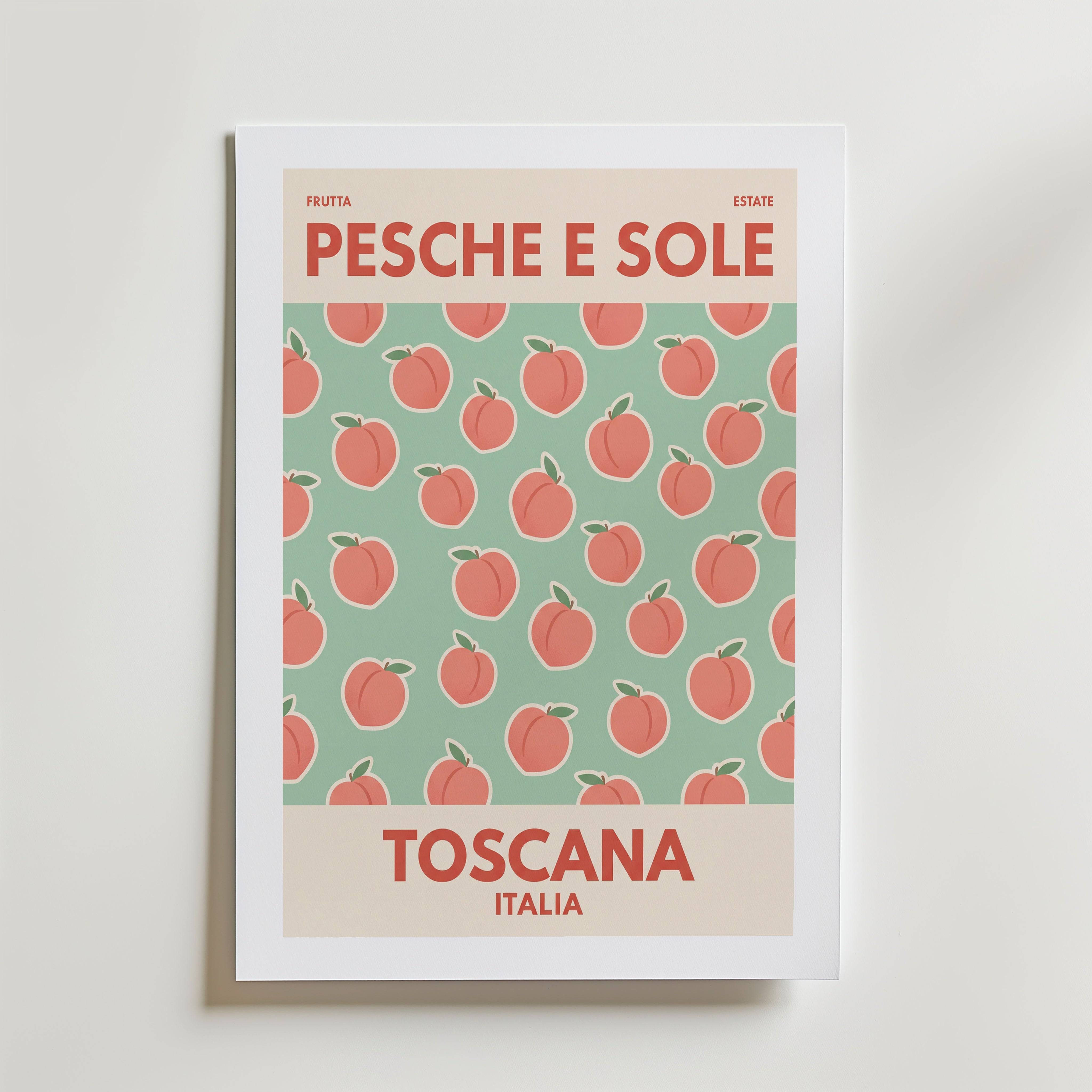 Tuscan Peaches Poster - Premium Canvas 50x70 cm Med passepartout