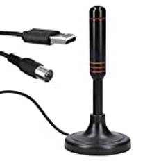 Mumbi DVB-T2 antenn Full HD 30dbi DAB passiv stavantenn inkl. förstärkare, kraftfull med 5 m kabel, USB och koax-kontakt, svart