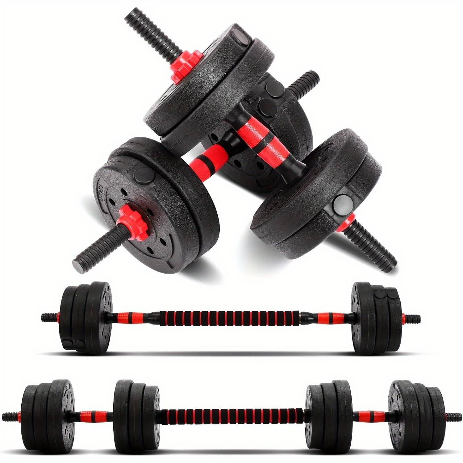 TEMU Adjustable 30kg Dumbbell Set With Barbell And Plastic Weight Plates For Home Gym Strength Training