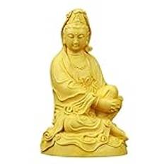 Ministaty for hem, kontor, bil, bordsdekoration Dekorativa samlarföremål Skulpturer for hemstaty Staty Buddhistisk buxbom Dekorativ - Handgjord Guan Yin Skulptur Medkänslans och barmhärtighetens gudin