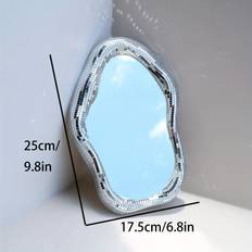 TEMU Portable Makeup Mirror With Mosaic Glass Frame - No Battery Needed, Compact Travel Mirror For Women, Perfect Gift (folding Handheld)