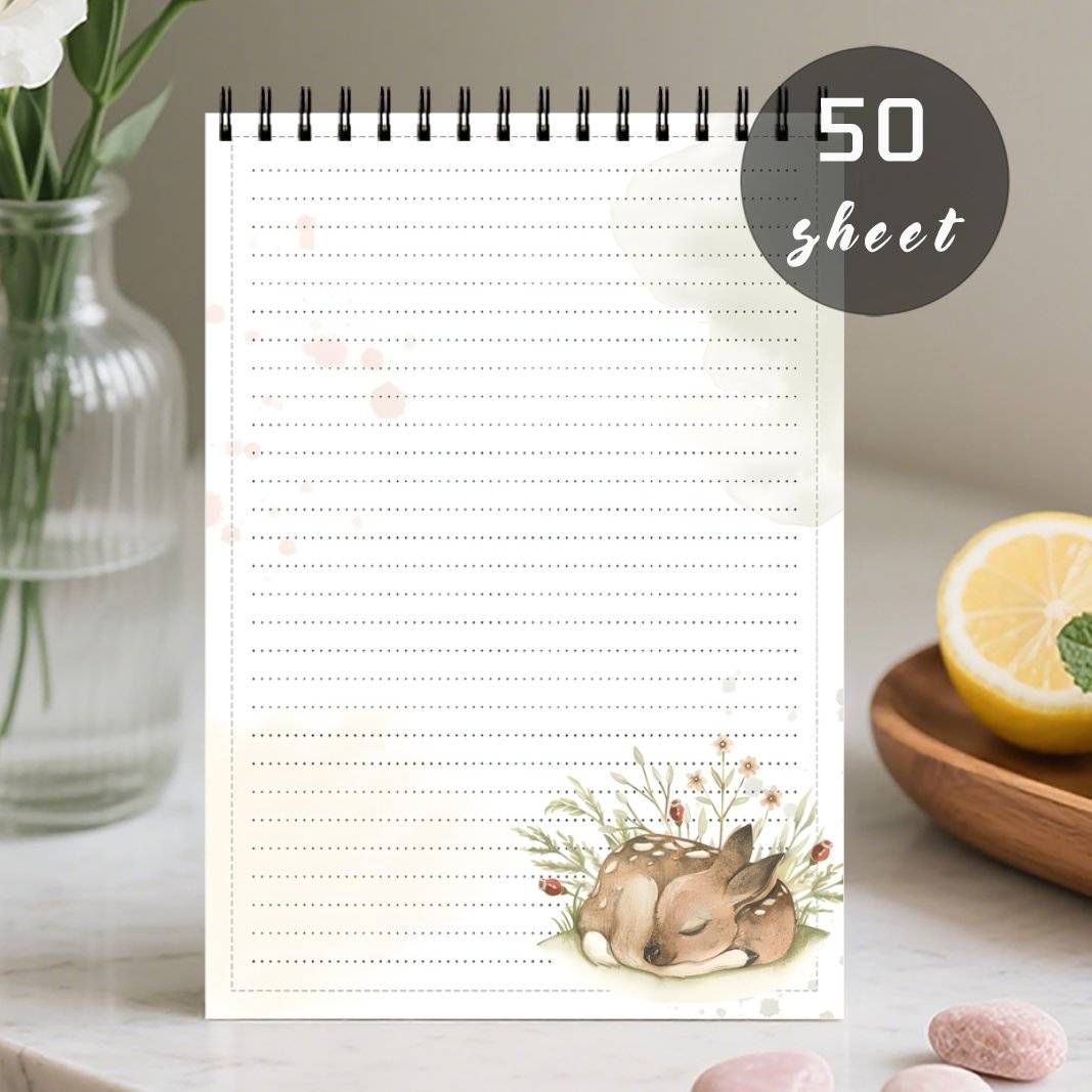 1pc Notepad, Spiral Daily Planner Notebook, Task Checklist Organizer Agenda Pad For Work - Deer In With Watercolor , Undated Planner For Office And Home Organization, Office Planners